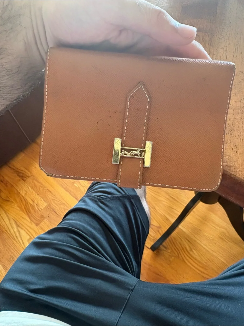 Hermes compact tan